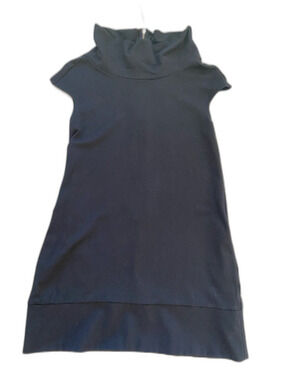 Express Black Mock-Neck Cap-Sleeve Mini Dress